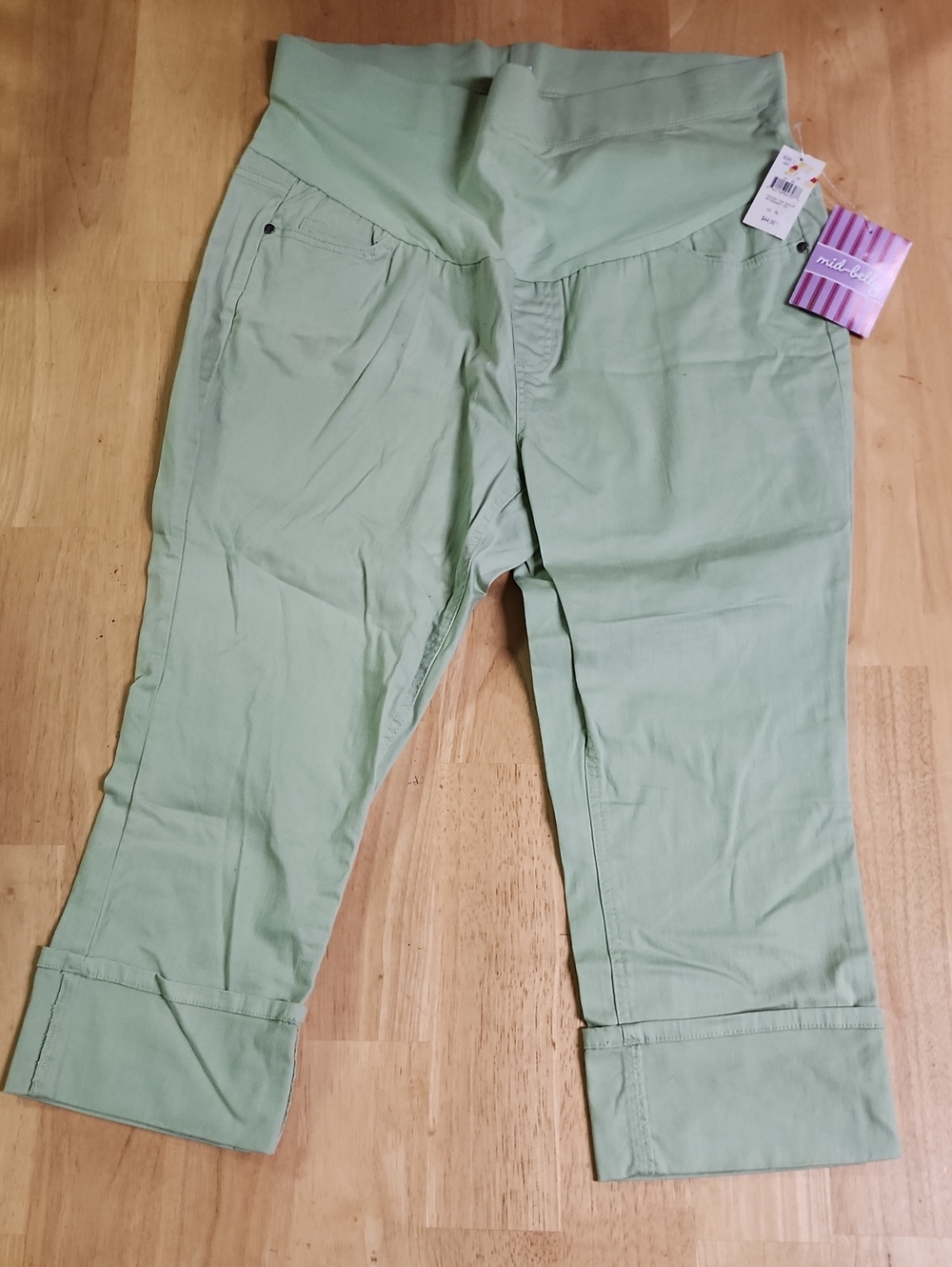 NWT Oh Baby by Motherhood Maternity Capri Crop Pants Sage Green XL